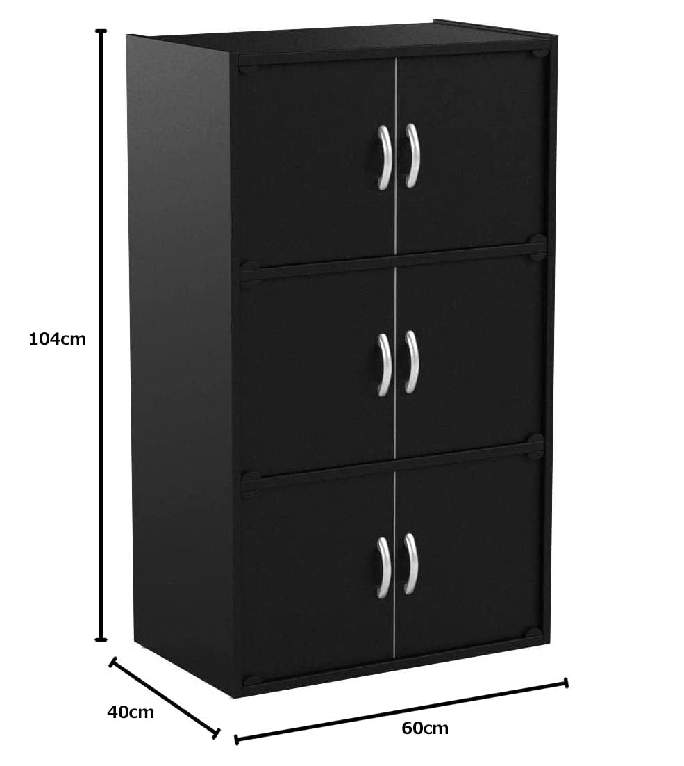 Amazon.co.jp: Hodedah 本棚 ブラック 3段 6枚扉 【日本正規輸入品